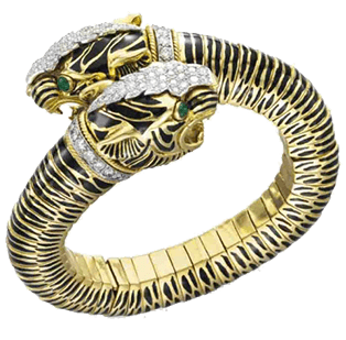 Leopard Print Two Headed Gold and Diamond Ring