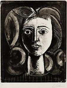 black and white Picasso like portrait